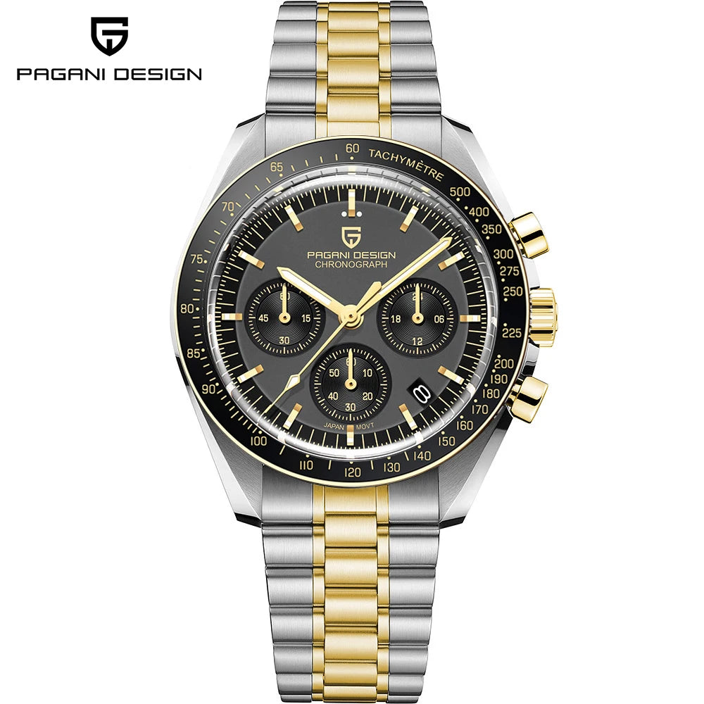 PAGANI DESIGN Monduhren Männer Quarz Uhr für Männer Auto Datum Geschwindigkeit Sport Chronograph AR Saphir Spiegel Armbanduhr 2025 Neu