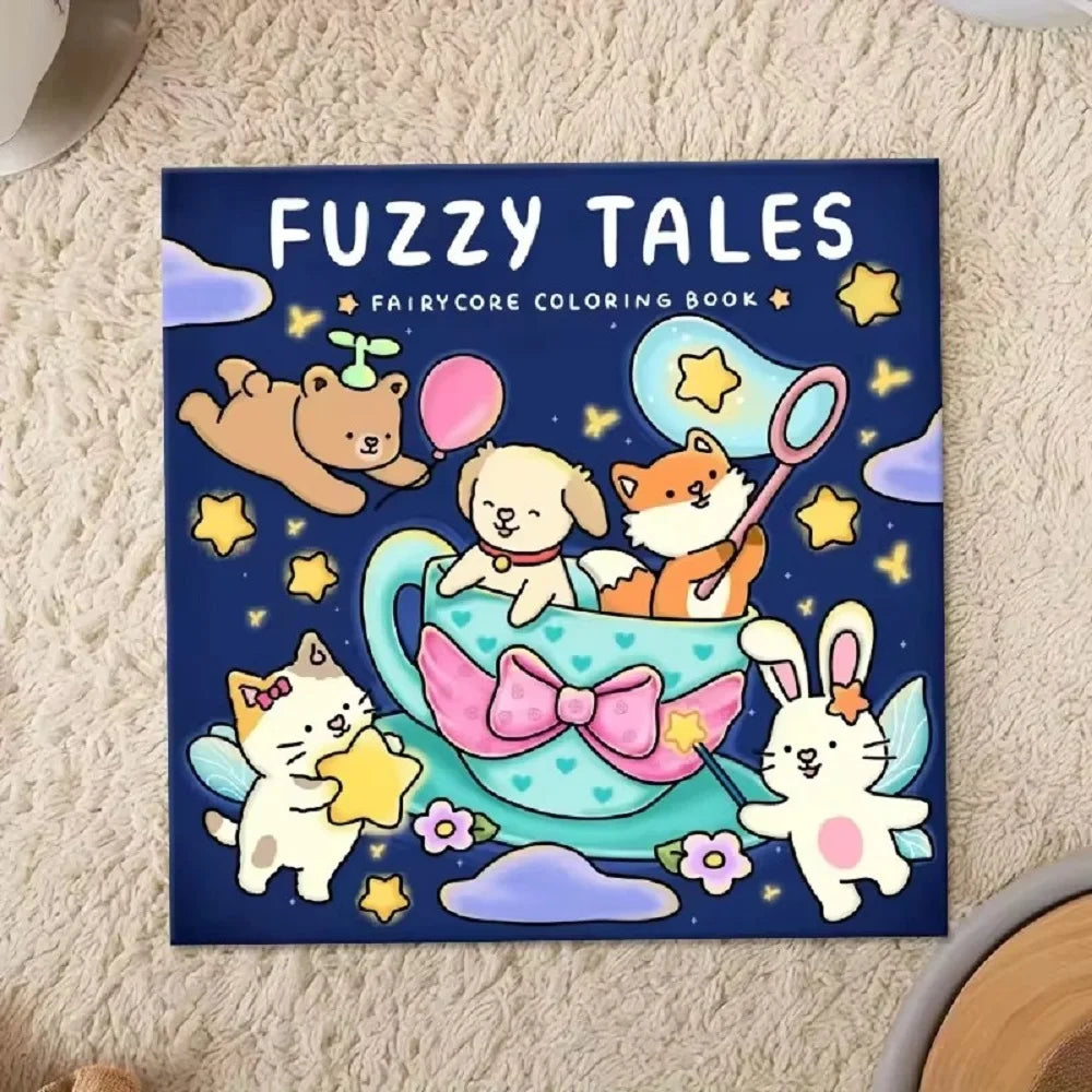 Fuzzy Tales Fairycore Coloring Book for Adults & Teens Featuring Adorable Animals Characters Fuzzy Friends Coloring - Sun Studio