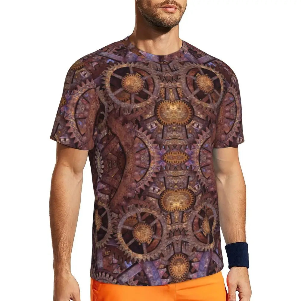 Gym T Shirt For Men Steampunk Design T-Shirts Fashion Wonderful Clockwork Vintage Summer Tees O Neck Streetwear Design Tops