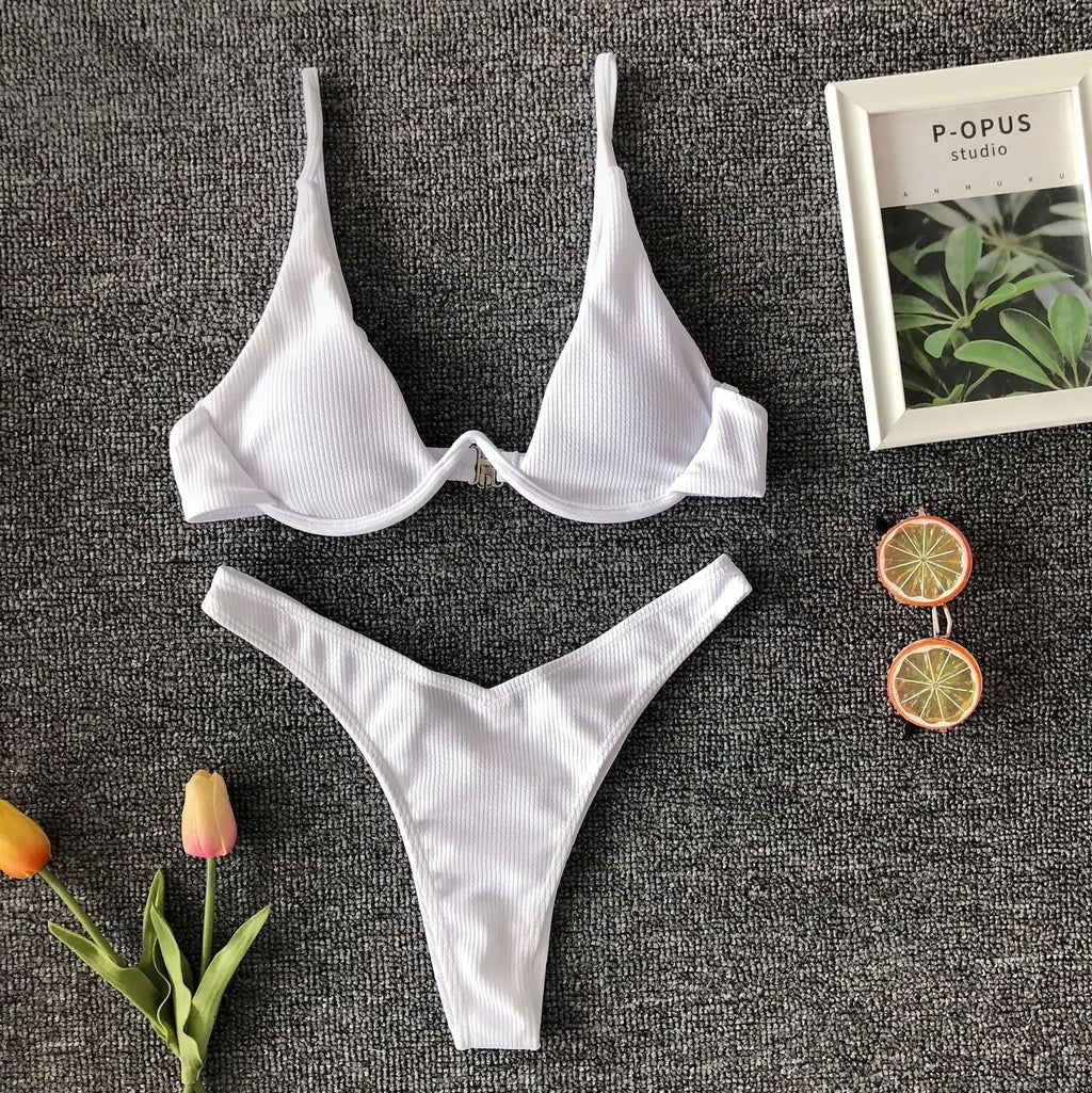 sexy mini thong micro bikinis sets swimsuit beachwear lady's underwired push up underwired swimwear bather bathing suits biquini - Sun Studio