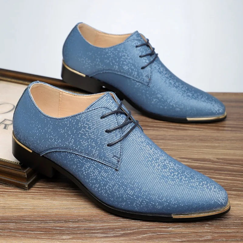 Luxury Fashion Designer New Men's Pointed Lace Up Casual Shoes Male Formal Wedding Dress Homecoming Footwear Zapatos Hombre - Sun Studio