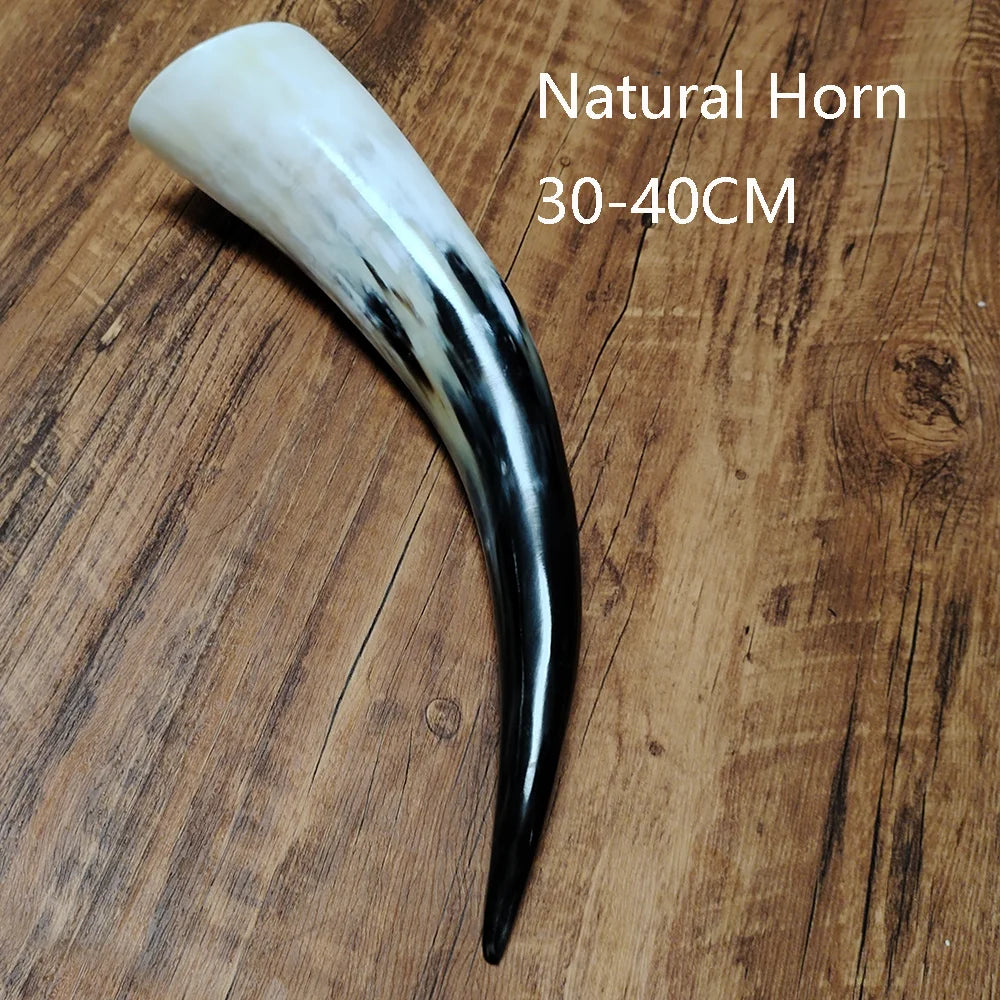 30-50CM Genuine Yak Horn Black Massage Buffalo Horn Viking Drinking Horn Mugs Standing Cylinder Scraping Tube Home Decor - Sun Studio