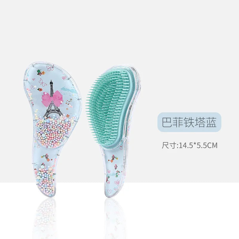 New Cute Hairdressing Comb for Kids Anti-knot Massage Flowing Bead Hair Comb Children Girls Dress Up Makeups Toy Gifts - Sun Studio