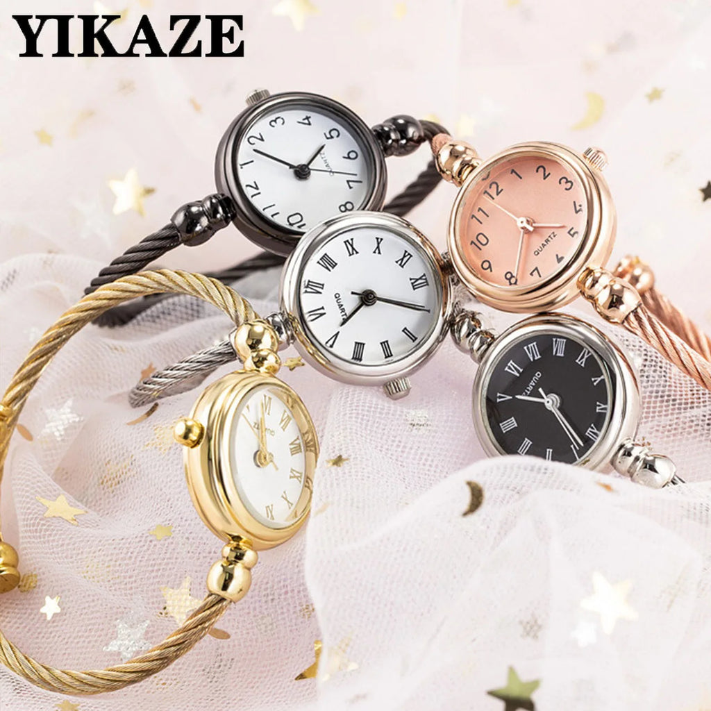 YIKAZE Women Bracelet Watch Retro Gold Bangle Women Watches Stainless Steel Retro Ladies Quartz Wristwatch Clock Dress Watch - Sun Studio