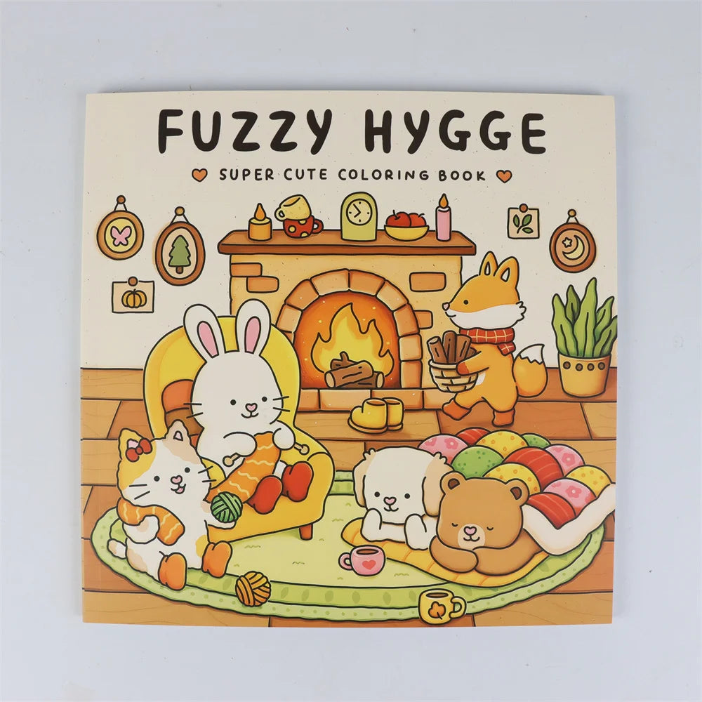 Fuzzy Hygge: Cozy Adult & Teen Coloring Book with Cute Animal Characters to Relieve Stress - Cute Animal Designs - Sun Studio