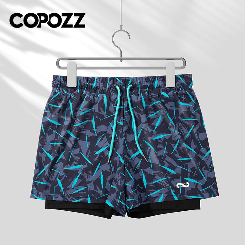 COPOZZ Summer Men's Beach Swimming Trunks Drawstring Elastic Waist Swimsuit Shorts Plus Size Quick Drying Swimwear Shorts Board - Sun Studio