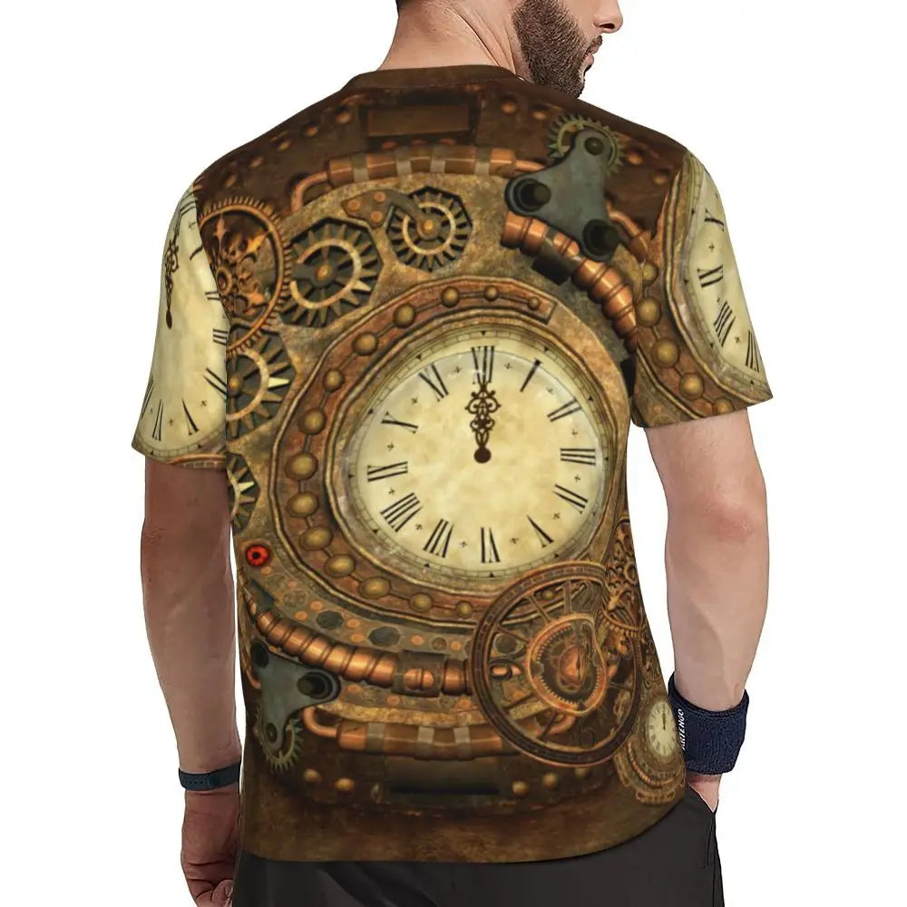 Gym T Shirt For Men Steampunk Design T-Shirts Fashion Wonderful Clockwork Vintage Summer Tees O Neck Streetwear Design Tops - Sun Studio