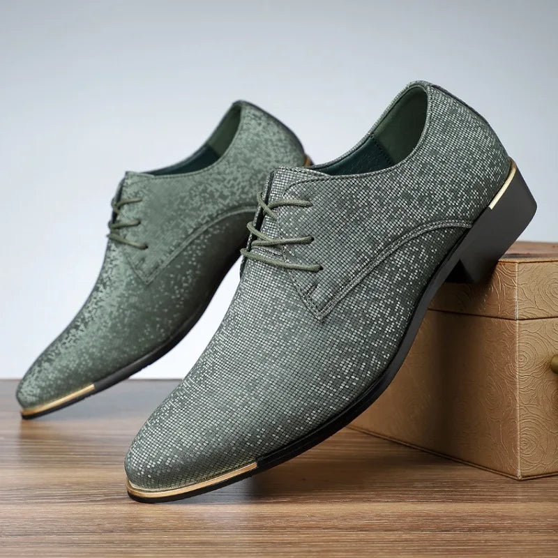 Luxury Fashion Designer New Men's Pointed Lace Up Casual Shoes Male Formal Wedding Dress Homecoming Footwear Zapatos Hombre - Sun Studio