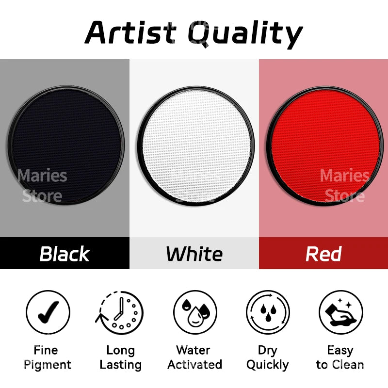 30g White Black Red Paint Water Based Makeup,Single Color for Adults for Skull,Witch,Goth,Cosplay,Halloween,Christmas,Party - Sun Studio