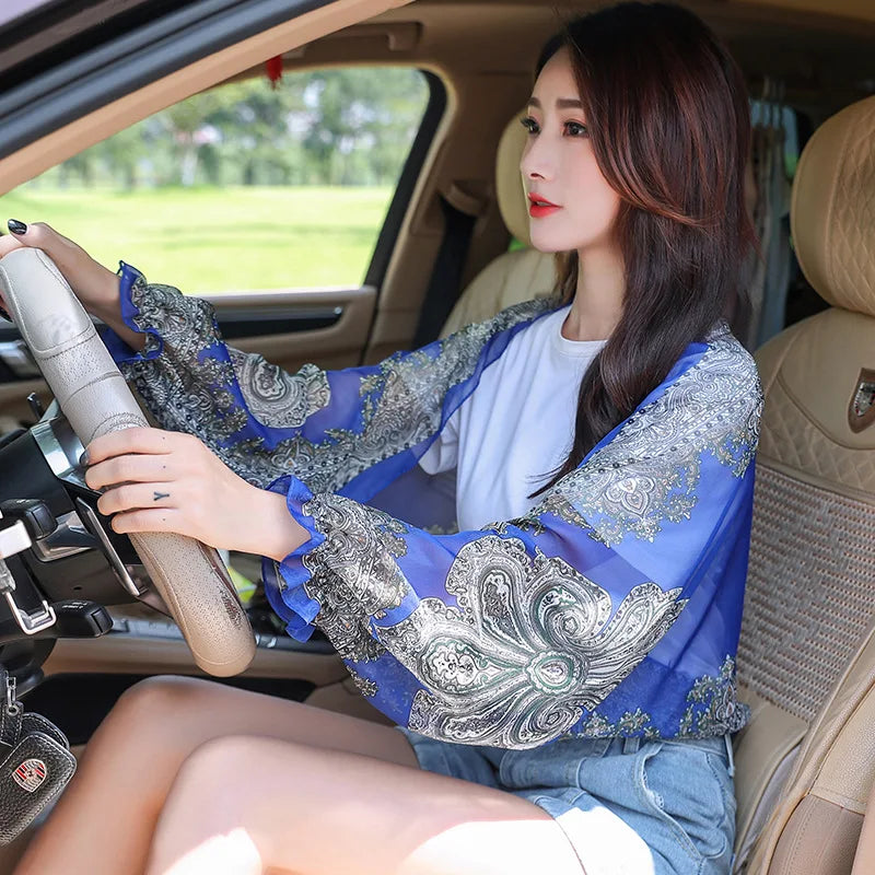 Chiffon Veil Arm Shade Shawl Scarf Women Summer Sun Protection Clothing Long Sleeves Wraps Anti-UV Jacket Swimsuit Cover Up - Sun Studio