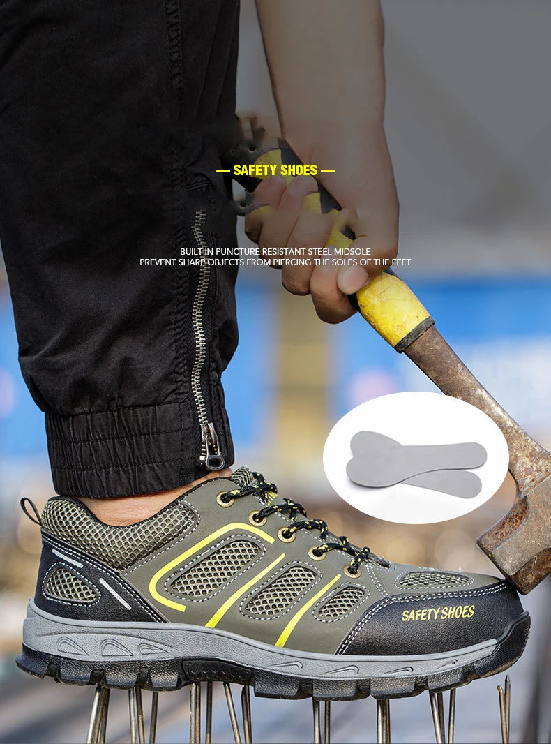 NYWOOH Male Steel Toe Safety Shoes Indestructible Construction Work Shoes Protection Footwear Breathable Hiking Boots For Men - Sun Studio