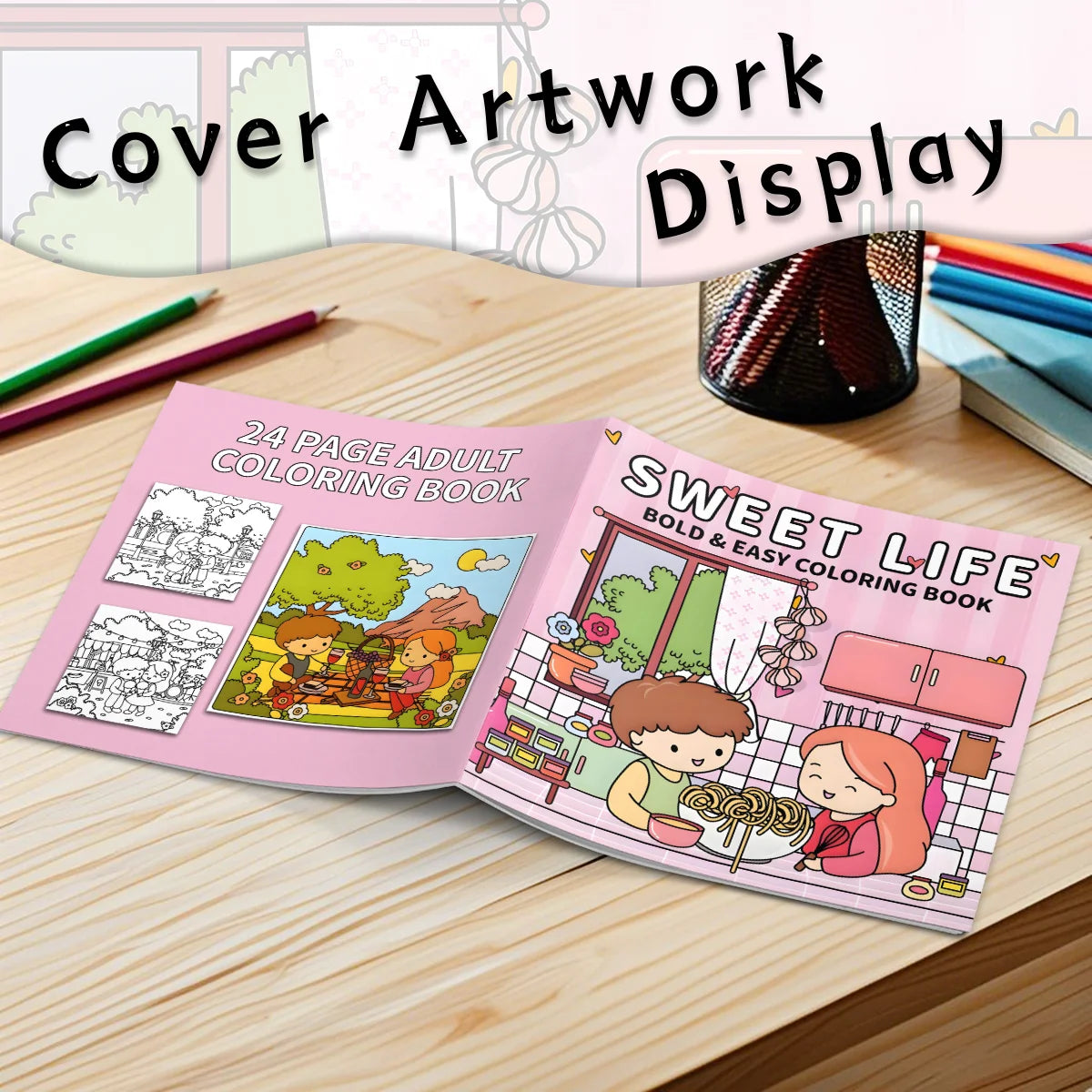 Deluxe Couples Coloring Book for Adults - 24 Thick Pages, 7.8x7.8 Inch, Unique Original Designs for Relaxation and Sweet Moments - Sun Studio