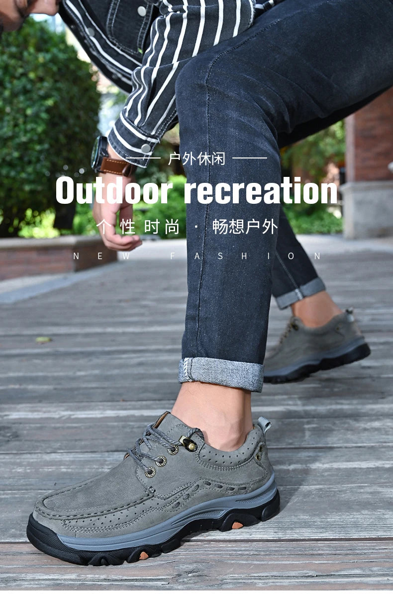 New Large Size Men's Shoes Genuine Leather Flats Men Loafers High Quality Outdoor Men Sneakers Breathable Male Casual Shoes - Sun Studio