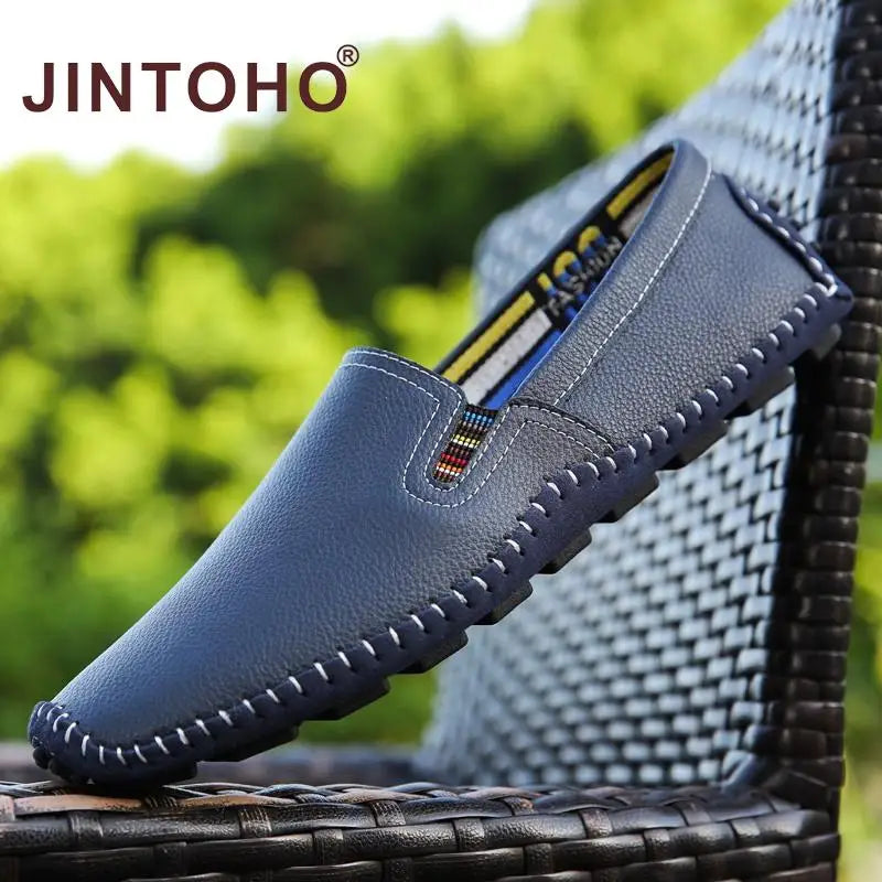 JINTOHO Große Größe Herren Echtes Leder Schuhe Slip-On Schwarze Schuhe Echtes Leder Mokassins Herren Schuhe Italienische Designer Schuhe