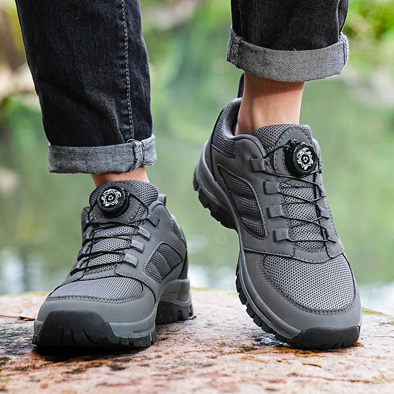 Men'S Spring And Autumn Outdoor Sports Shoes With Rotating Buckle Convenient Comfortable Anti Slip Hiking Shoes Large Size 39-48 - Sun Studio