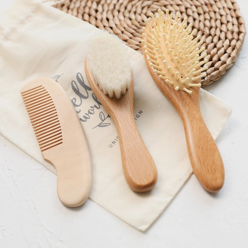 3pc Baby Hair Comb Mother-kids Hair Care Brush Baby Shower Tools Combs for hair Newborn Baby 0 12 Month Baby brush Care Utensils - Sun Studio