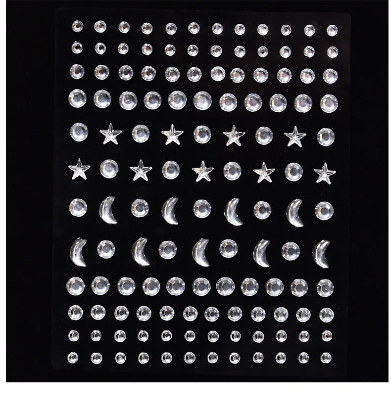 1 Pc Disposable Tattoo Stickers Face Jewelry Color Crystal Diamond DIY Eyes Face Body Waterproof Makeup Decorations Rhinestones - Sun Studio