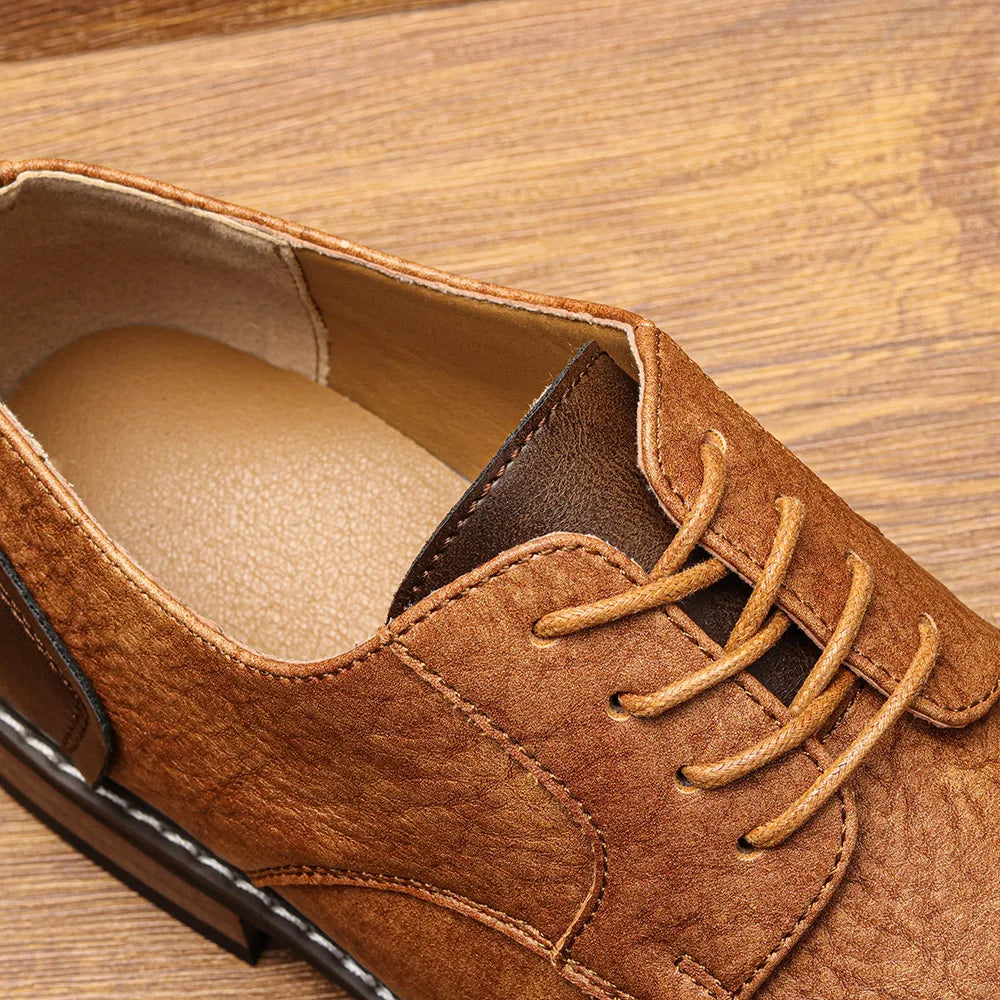 Business Men's Leather Shoes European American Casual Man Leather Shoe Retro Trend Men's Shoes Large Size Leather Shoes for Men - Sun Studio