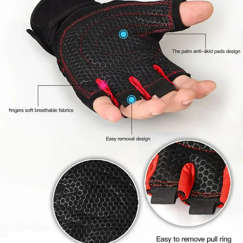 Gym Gloves for Men Women Fitness Weight Lifting Wristband Gloves Body Building Training Sports Exercise Cycling Glove Shockproof - Sun Studio