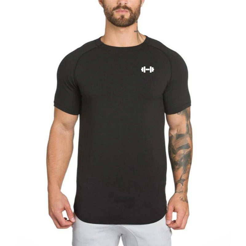 Gym Bodybuilding Workout Clothing Sportswear Mens Casual Short-sleeved Cotton Shirts Summer Fitness Breathable Slim Fit T-Shirts - Sun Studio