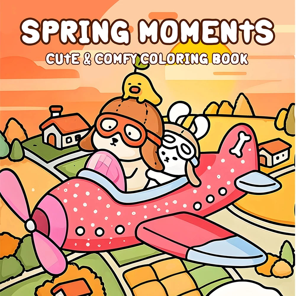 SPRING MOMENTS Coloring Book for Adults Featuring Cartoon Bold-easy Patterns for Relaxation Kids DIY Painting Drawing Books - Sun Studio