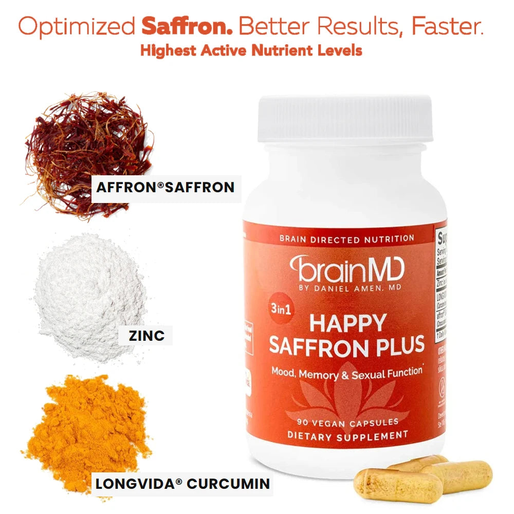 Saffron Supplements With Saffron Flower Extract, Curcumin & Zinc for Mood, Memory & Eye Health, Joint Supplements for Men Women - Sun Studio