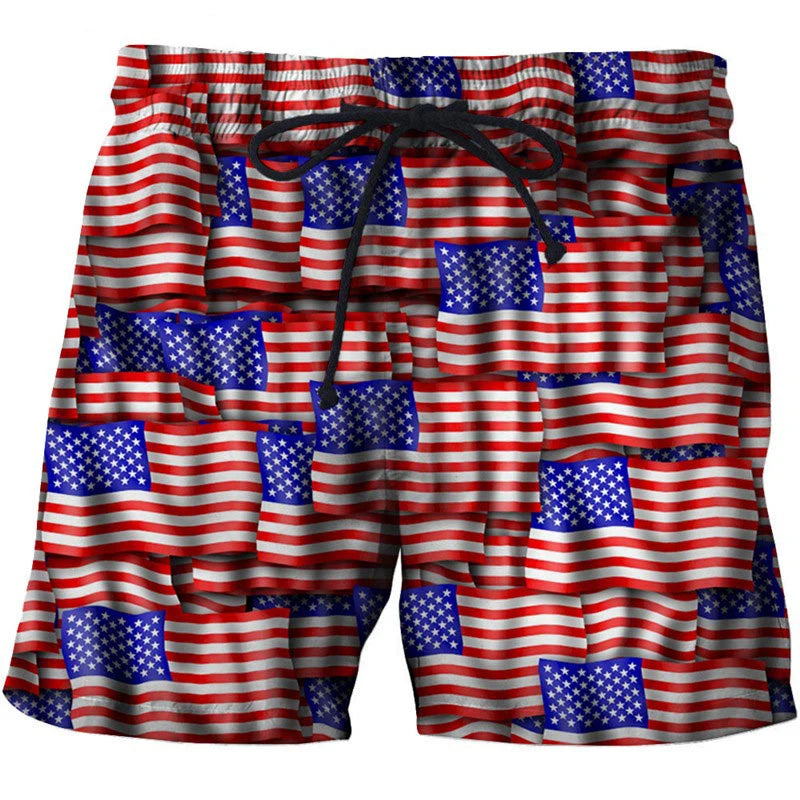 Men's Swimwear Shorts American Flag 3d Surfing Board Short Kids Beach Shorts Men Trunk USA Flag Swimsuit Sports Pants Briefs Boy - Sun Studio