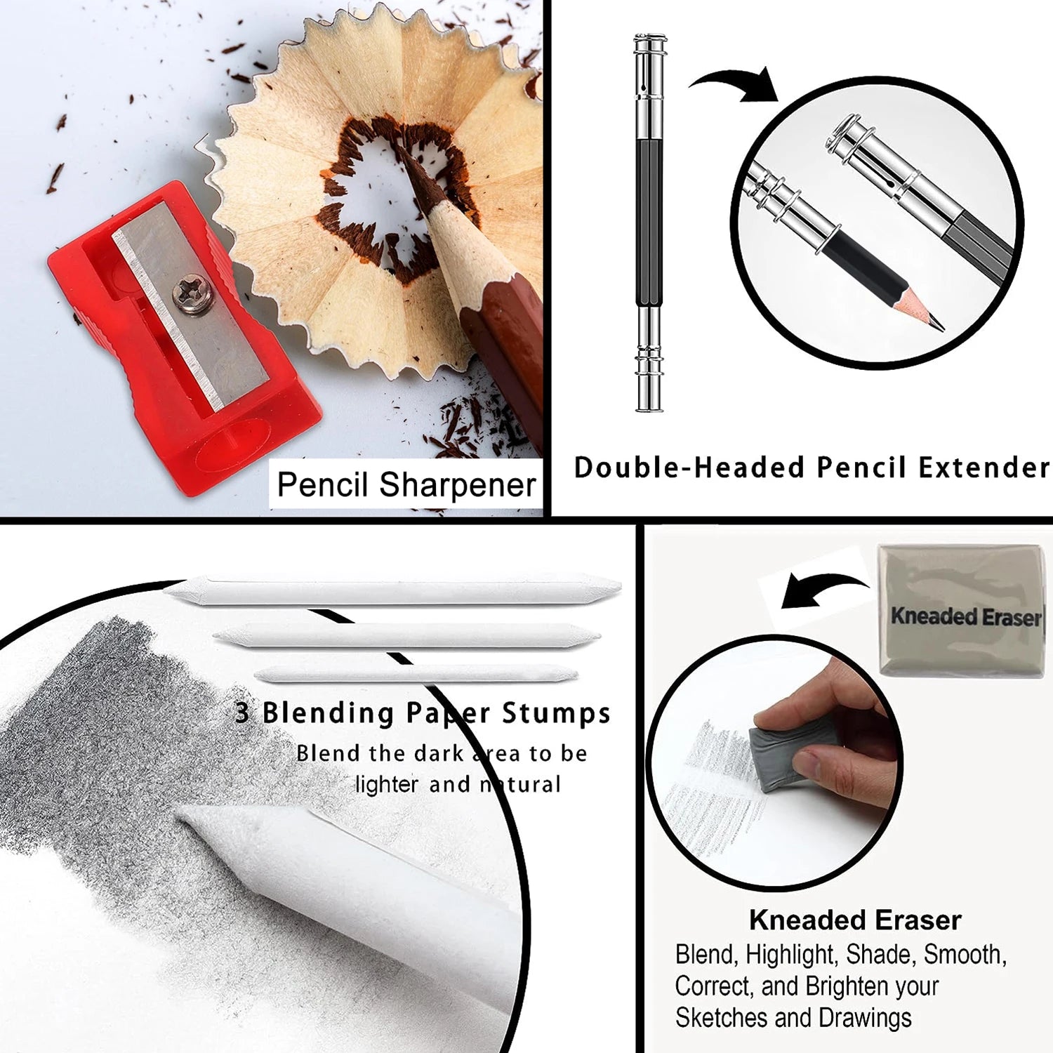 14/18/29/38/44/64 PCS Drawing Set Sketching Kit,Sketch Pencils Art Supplies with Graphite,Charcoal,Blending Tools & Accessories - Sun Studio