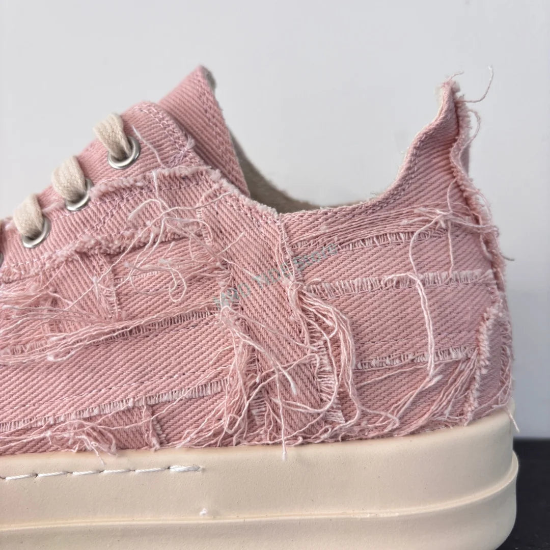 Brand Men Shoes Casual Canvas Distress Flats High to Ankle Boots Women Owens Vintage Original Luxury Designers Sneakers - Sun Studio
