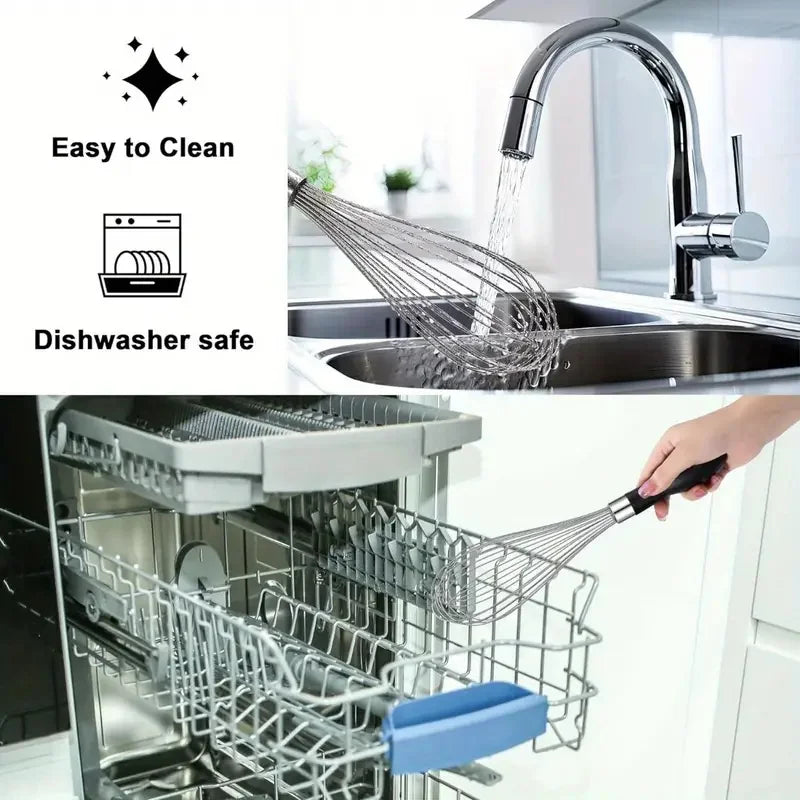 1pc Premium Stainless Steel Whisk - Ergonomic Soft-Grip Silicone Handle, Extra-Thick and Ultra-Durable for Blending, Beating, Wh - Sun Studio