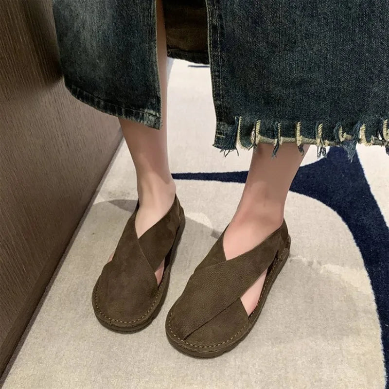Summer Shoes Women 2026 New Casual Flats Closed Toe Sandals Retro Slip-on Summer Loafers Non-Slip Comfortable Sandal Footwear - Sun Studio