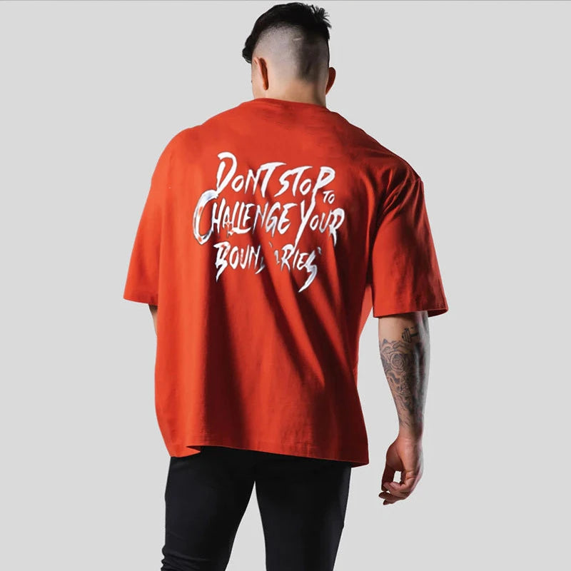 Gym Fitness Shirt Men Running Sport Loose T-shirt Short Sleeve Cotton Tee Tops Summer Male Bodybuilding Training Workout Apparel - Sun Studio