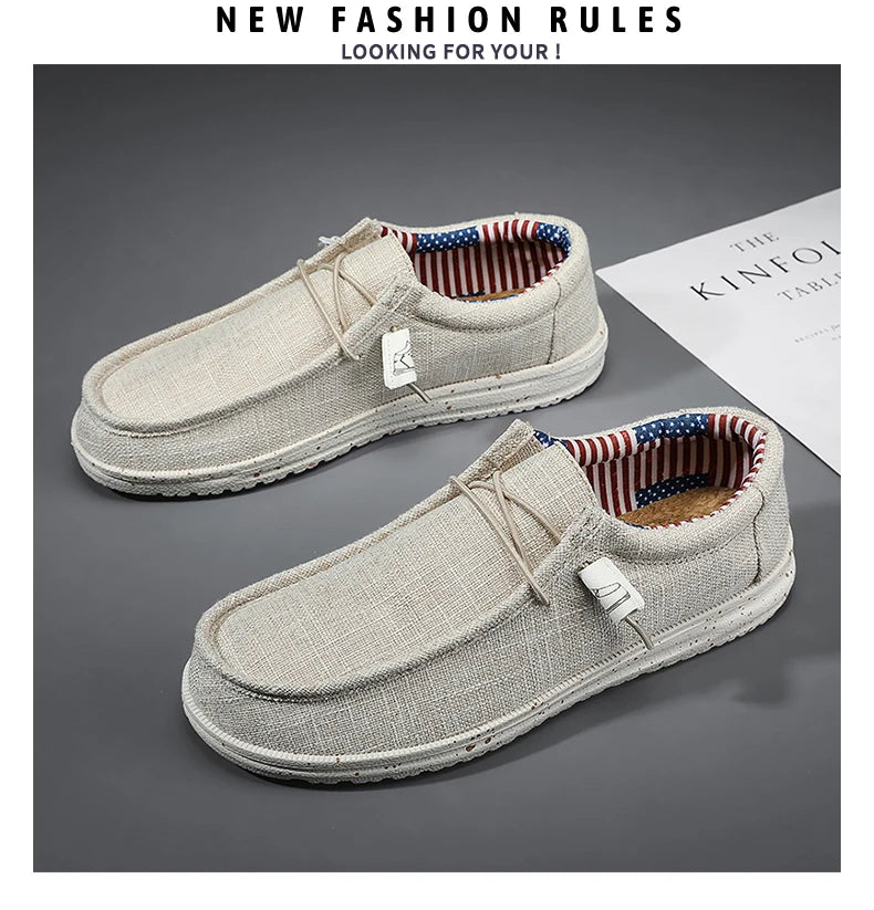 Men Casual Canvas Shoes Mens Loafers Breathable Slip on Flats Male Vulcanized Shoes Driving Shoes Plus Size 47 Walking Sneakers - Sun Studio