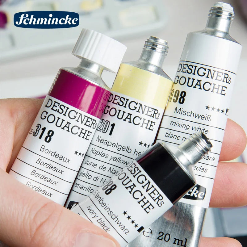 Germany Schmincke Designer Gouache Paint Tube 20ml Opaque Gouache Paint Professional Artist 48 Colors Drawing Art Supplies Cute - Sun Studio
