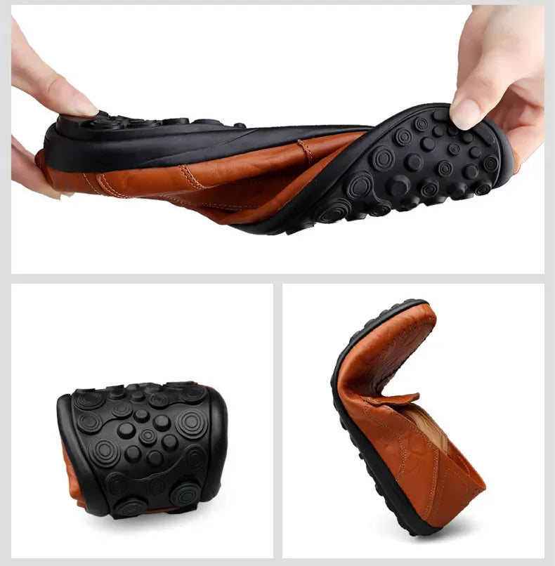 Genuine Leather Men Casual Shoes Luxury Brand Designer Men Loafers Moccasins Breathable Slip on Male Boat Shoes Plus Size 37-47 - Sun Studio