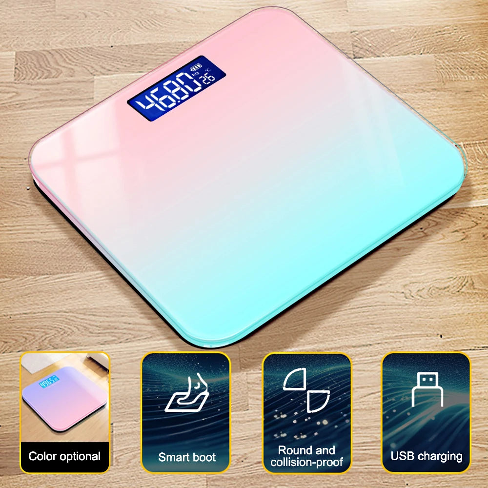 Digital Body Weight Scale, Gradient Color Rechargeable & Battery-Powered, Home Adult Digital Weight Scale with High Sensitivity, - Sun Studio