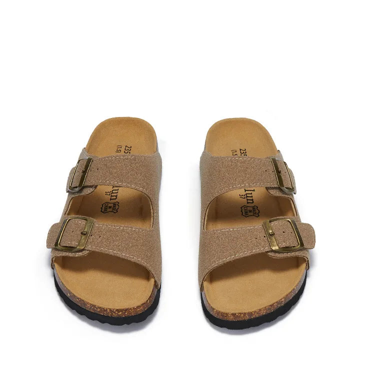 Sommer Kunstwildleder Leder Kork Hausschuhe Flip-Flops Frauen Männer Unisex Retro Tragen Müller Hausschuhe Mode Freizeit Strand Sandalen