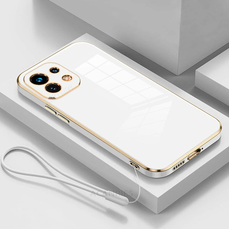 Xiaomi11lite Luxury Plating Silicone Case On For Xiaomi Mi 11 Lite 5g Ne Mi11lite 4g Lanyard Shockproof Back Cover Mi11t 11t Pro - Sun Studio