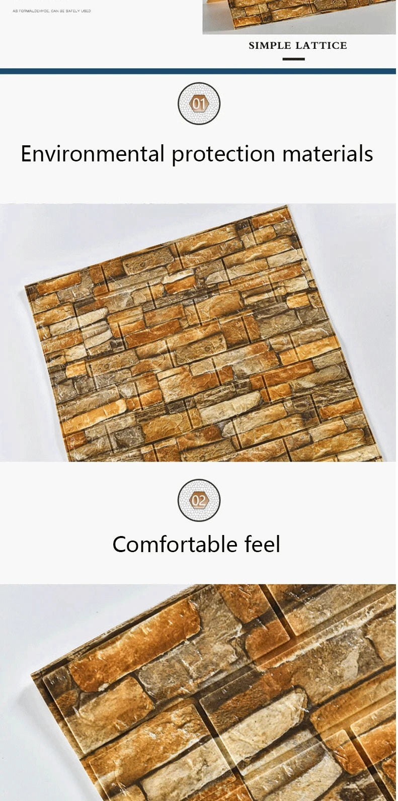 3D Self-Adhesive Wallpaper 70cm*1/5/10m Continuous Waterproof Brick Wall Stickers Living Room Bedroom Children's Room Home Decor - Sun Studio