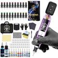 Tattoo Kit POSEIDON V5 20 Tattoo Needles Tattoo Pen Kit For Permanent Makeup Tattoo Machine Kit Purple Tattoo Gun Kit - Sun Studio
