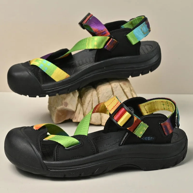 Summer New Handmade  Sandals Leisure Beach Shoes For womens  Outdoor Wading Shoes Man Breathable Casual Anti-collision Toe Flats - Sun Studio