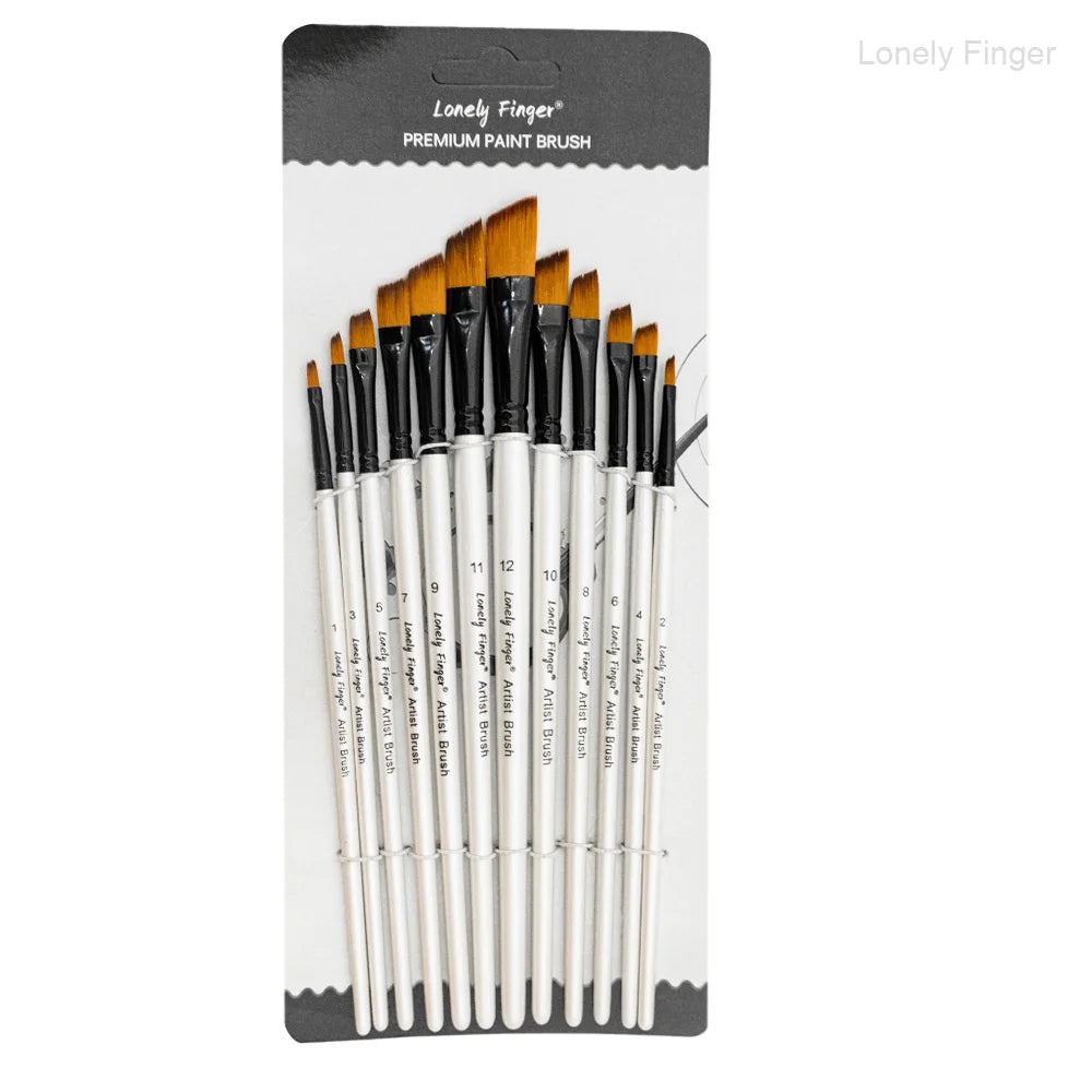 12/48pcs Professional Artist Paint Brush Set Include Round Filbert Flat Angle Fine Detail Brushes Premium Nylon Brush for Paint - Sun Studio