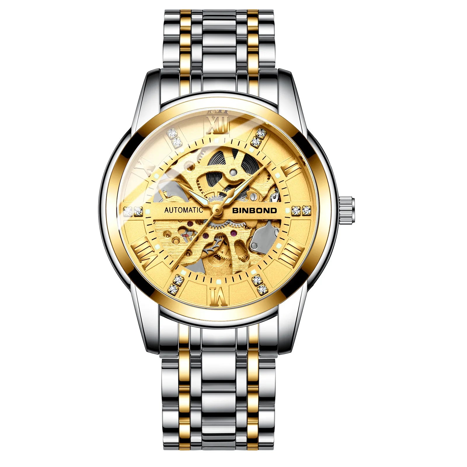 Bindond Mens Automatic Mechanical Watches Top Brand Luxury Stainless Steel Waterproof Hollow Male Wristwatches Relogio Masculino - Sun Studio