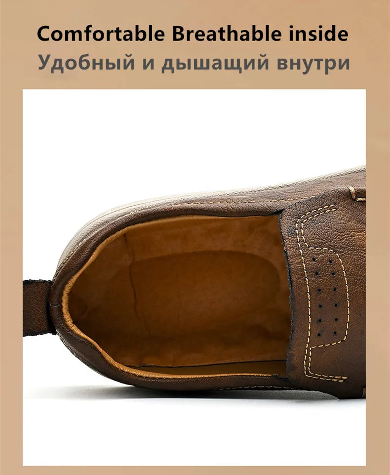 New Men's Casual Shoes Fashion Comfortable Men's Shoes High Quality Leather Men Driving Shoes Handmade Flat Shoes Men Sneakers - Sun Studio