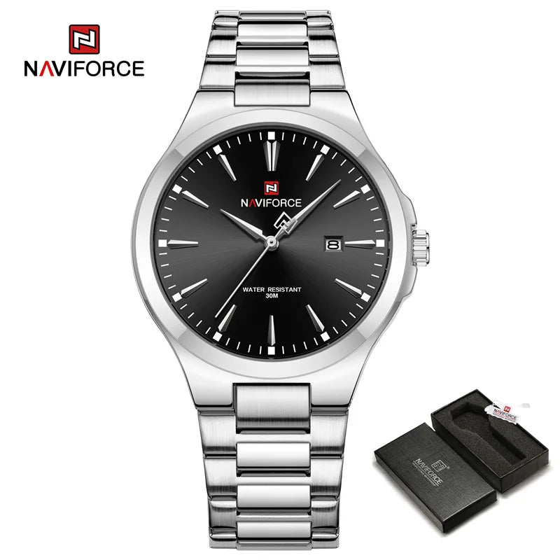 NAVIFORCE Original Fashion Watches for Men Stainless Steel Simple Elegant Clock Male Waterproof Wrist watch Relogio Masculino - Sun Studio