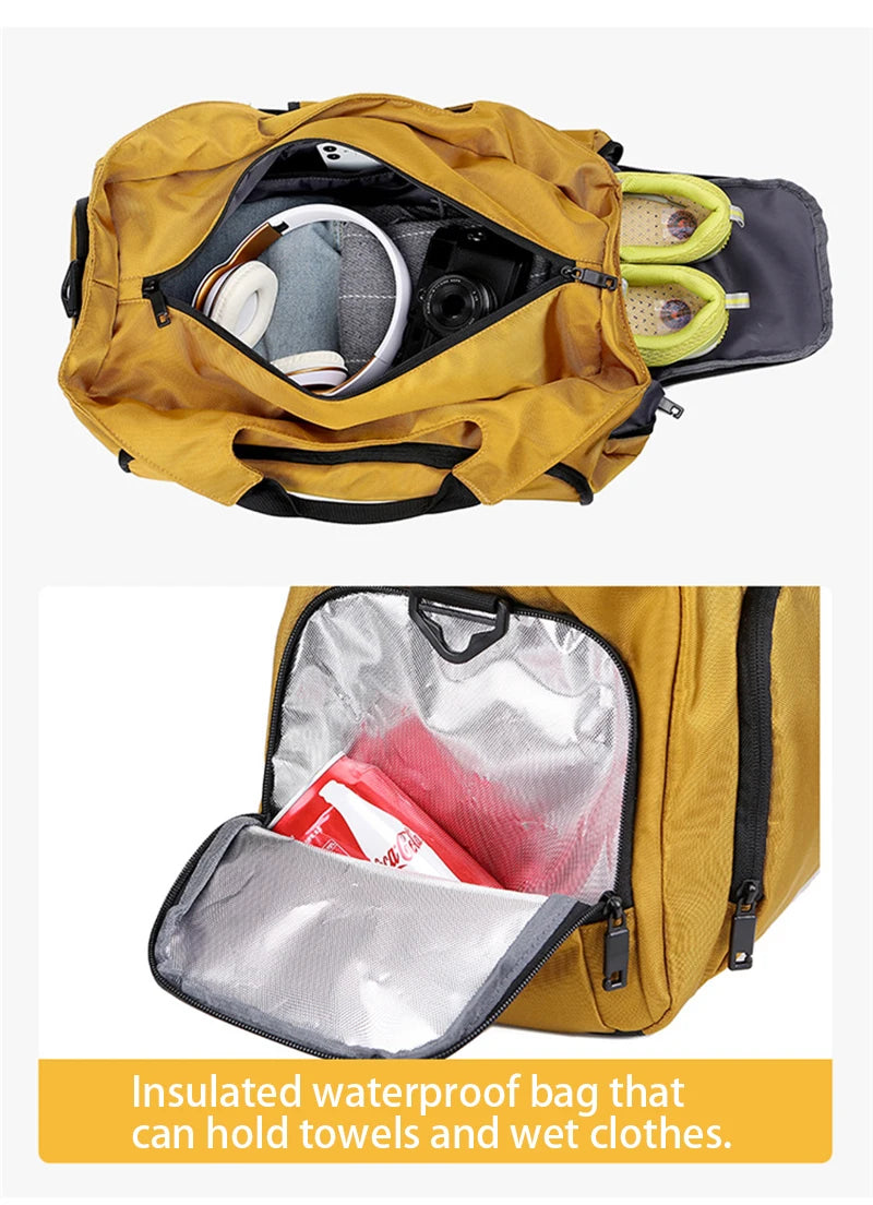 Gym Sports Bag for Men Travel Fitness Duffle Shoe Pocket Luggage Duffel Waterproof Tote Handbags Weekend Shoulder Outdoors Bag - Sun Studio