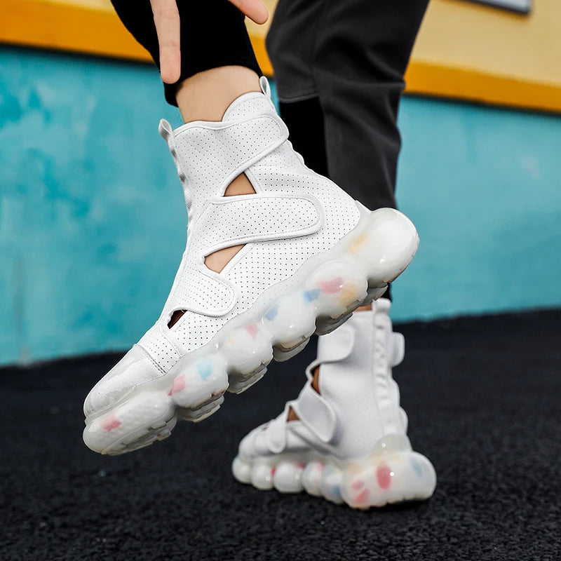2023 Spring New Men's Casual Shoes Fashion Solid Color Shoes Outdoor Outsoles Breathable Light Comfortable High Top Man Sneakers - Sun Studio