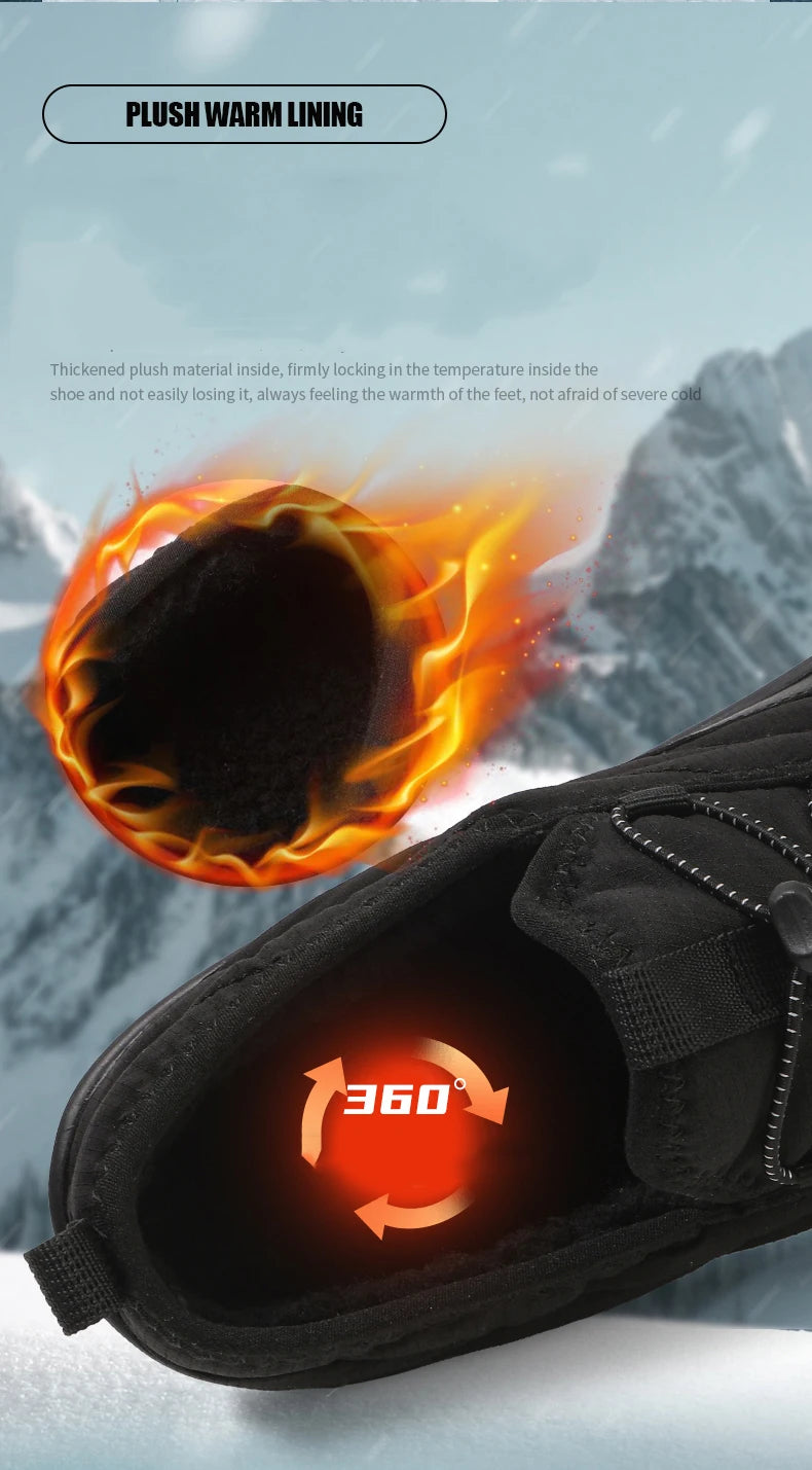 New Winter Warm Snow Barefoot Casual Shoes Waterproof Non-Slip Women Men Hiking Shoes Outdoor Warm Fur Work Ankle Shoes Big Size - Sun Studio