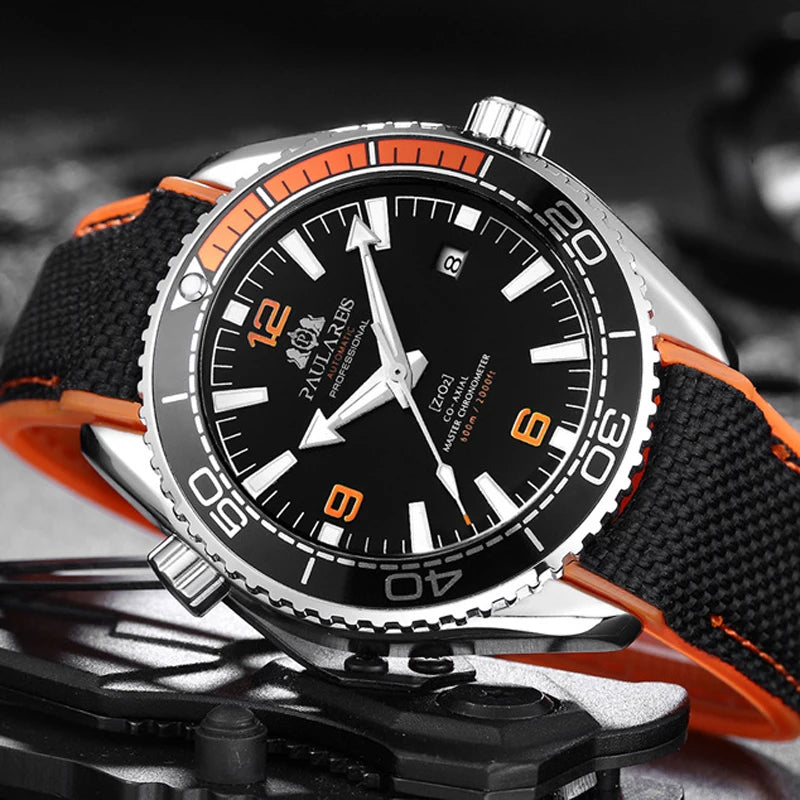 Luxury Automatic Mens Watch High Quality Mechanical Self Wind Movement Rubber Strap Waterproof Luminous Calendar Mens Watches - Sun Studio