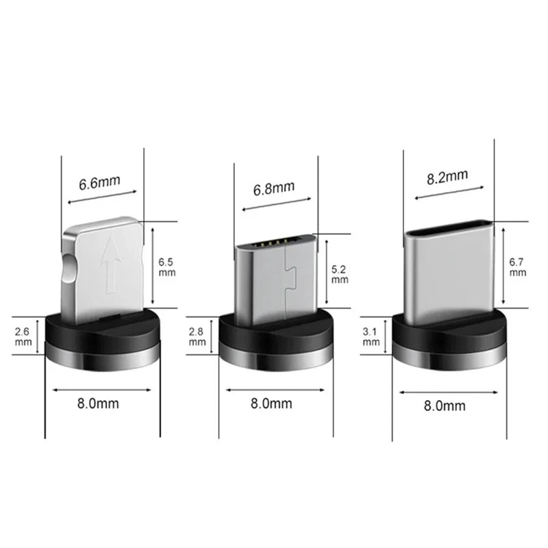 9pcs Converter Charging Cable Adapter For Mobile Phone 360 Degree Rotation Magnetic Tips Replacement Parts Easy Operate Durable - Sun Studio